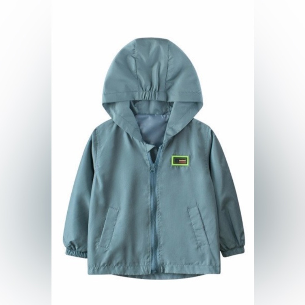 Kids Hooded Rain Jacket (Gray Blue)